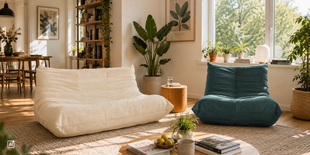 Cordsessel Sitzolo und Sitzolo 2 in einem einladenden Wohnzimmer