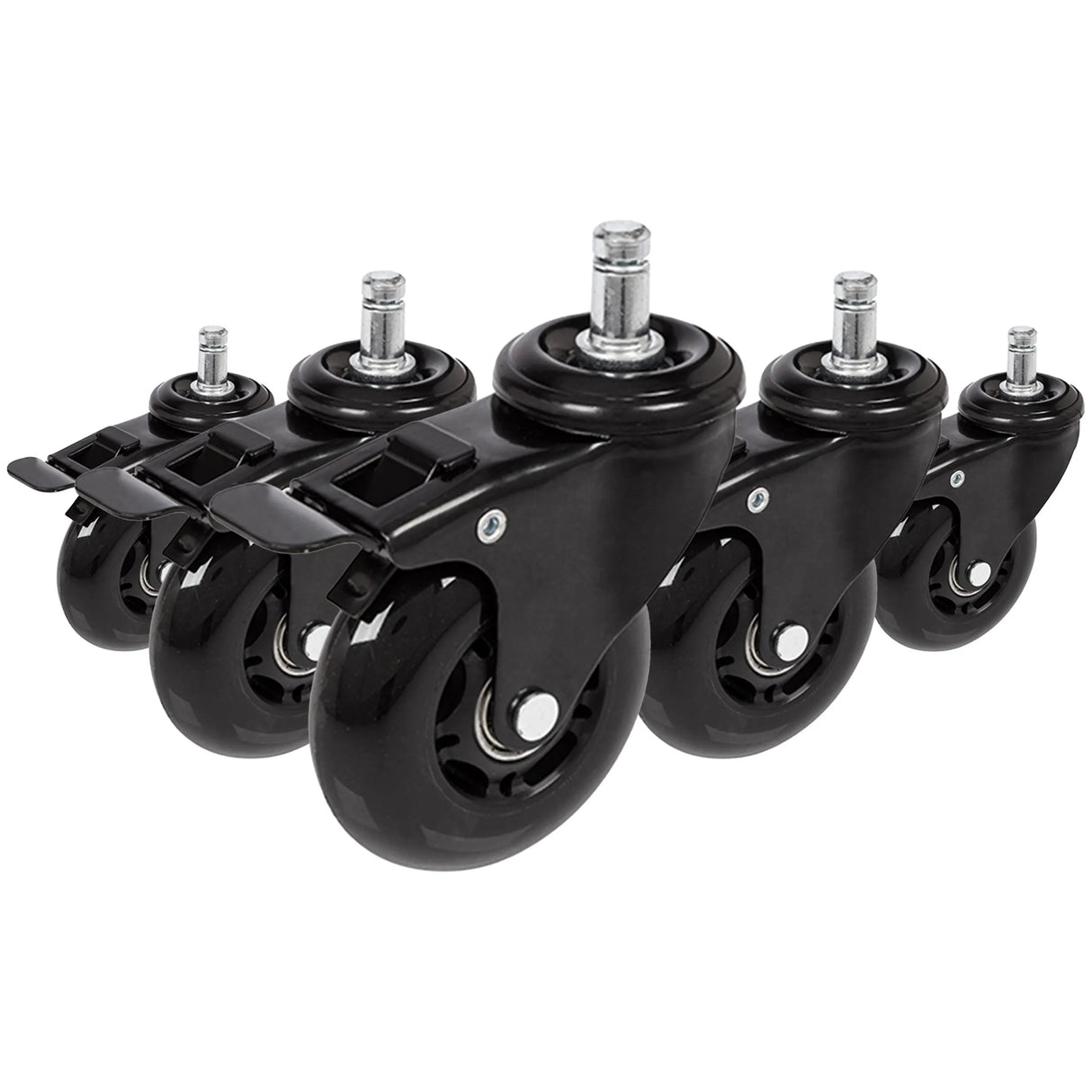 5x ROLO SKATE S 11mm/75mm | mit Feststellbremse | Hartböden - Stuhlrollen