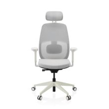 Skandis Pro | mit Kopfstütze | Rahmen: Weiß - Profi Bürostuhl Grau / Weiß