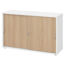 BETA 1752S | Schiebetürenschrank | 2 OH - Weiß/Eiche Bogengriff Metall