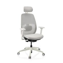 Skandis Pro | mit Kopfstütze | Rahmen: Weiß - Profi Bürostuhl Grau / Weiß