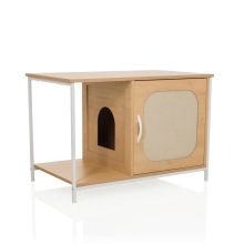 KITTYHOME 1 - Katzenhaus Weiß/Buche