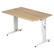 MEGA 12 W | Schreibtisch - 120 x 80 höhenverstellbar Eiche/Weiß