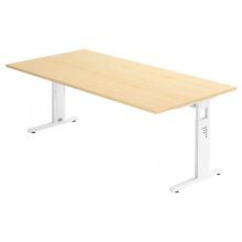 MEGA 2E W | Schreibtisch - 200 x 100 höhenverstellbar Ahorn/Weiß