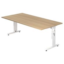 MEGA 2E W | Schreibtisch - 200 x 100 höhenverstellbar Eiche/Weiß