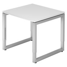 REGO 8 S | Schreibtisch - 80 x 80 höhenverstellbar Weiß/Silber