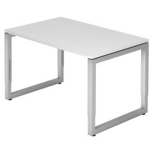 REGO 12 S | Schreibtisch - 120 x 80 höhenverstellbar Weiß/Silber