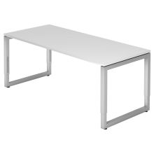REGO 19 S | Schreibtisch - 180 x 80 höhenverstellbar Weiß/Silber