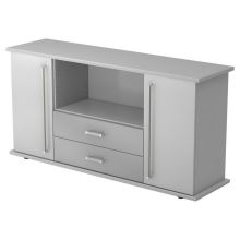 KAPA SB | Sideboard | mit Türen + Schüben - Grau Chromgriff Metall