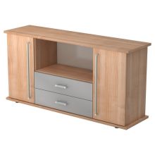 KAPA SB | Sideboard | mit Türen + Schüben - Nussbaum Chromgriff Metall