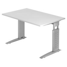 UNDA 12 S | Schreibtisch - 120 x 80 höhenverstellbar Weiß/Silber