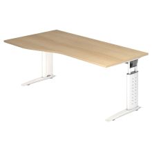 UNDA 18 W | Schreibtisch - 180 x 100 höhenverstellbar Eiche/Weiß