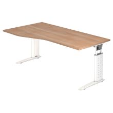 UNDA 18 W | Schreibtisch - 180 x 100 höhenverstellbar Nussbaum/Weiß