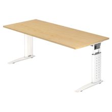 UNDA 19 W | Schreibtisch - 180 x 80 höhenverstellbar Ahorn/Weiß