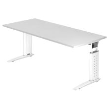 UNDA 19 W | Schreibtisch - 180 x 80 höhenverstellbar Weiß/Weiß