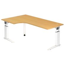 UNDA 82 W | Schreibtisch - 200 x 120 höhenverstellbar Buche/Weiß