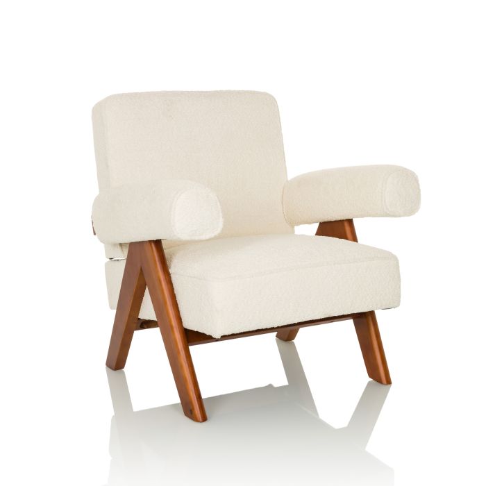 Weißer Lougesessel im Teddy-Look